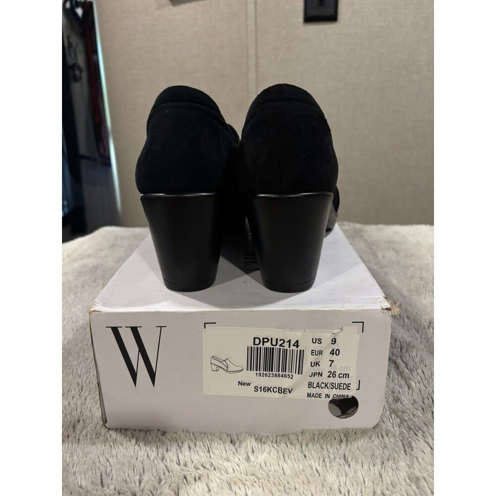 Dream Pairs Women’s Chunky Block Heel Slip On Comfort Pump Oxford Black Suede 9 - Picture 3 of 8